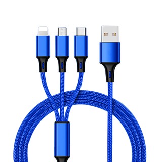 Cáp sạc đa năng bọc dù 3 trong 1 gồm Lightning - Micro USB - Type C