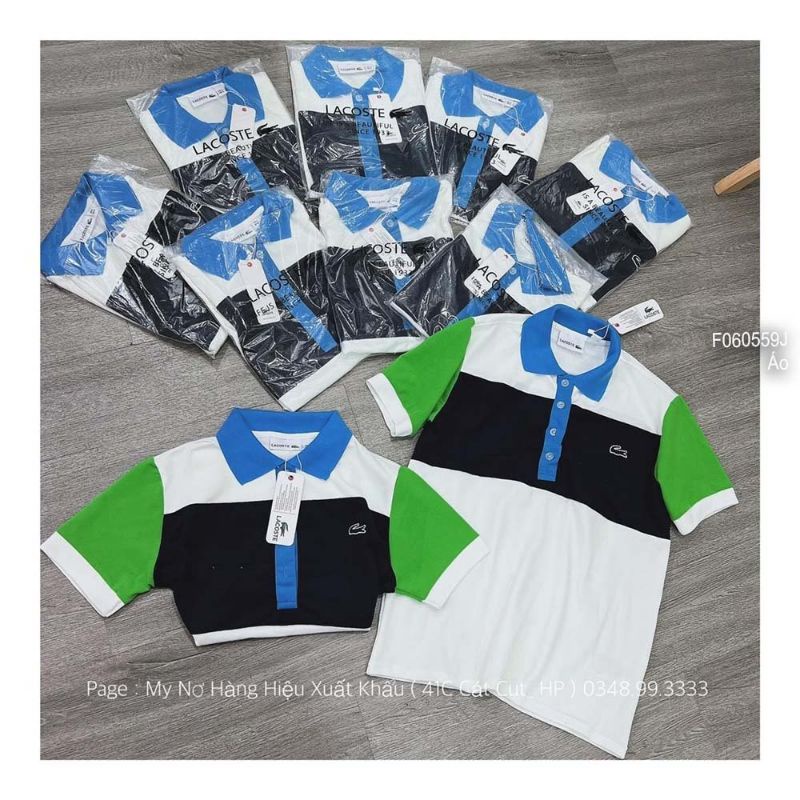Áo thun polo phối màu tay ngắn xanh lá 0605
