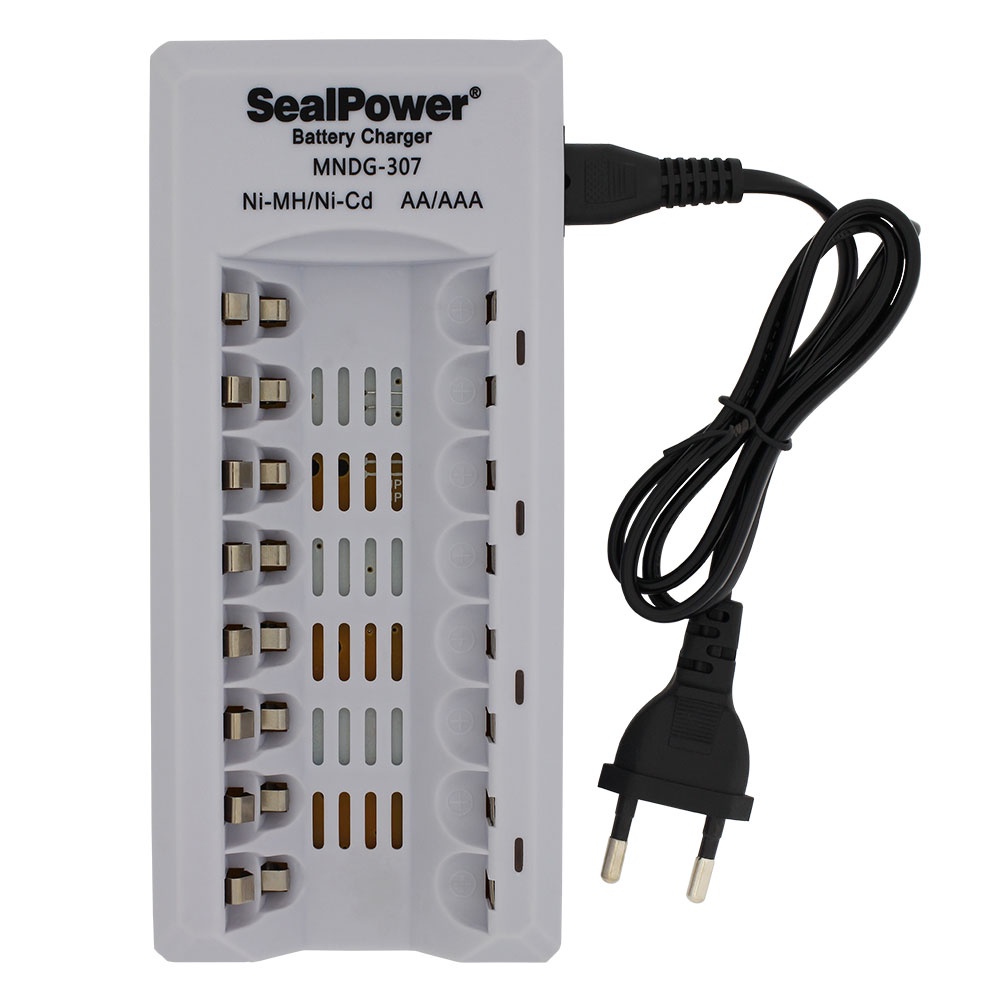Máy sạc SealPower MNDG-307,sạc thông minh tự ngắt,4 kênh đôi,kèm pin sạc AA 2400mAh/ AAA1000mA
