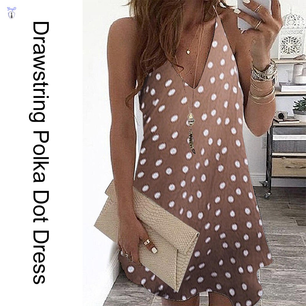 Đầm không tay Cổ Chữ V Họa Tiết Chấm Bi Thời Trang | BigBuy360 - bigbuy360.vn