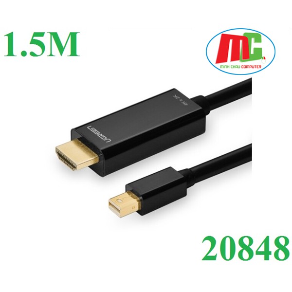 Cáp Chuyển Mini DisplayPort To HDMI 1.5m 4K Ugreen 20848 (Màu Đen) - Hàng Chính Hãng