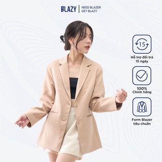 Áo Khoác Blazer Nữ Tay Dài Chiết Eo BLAZY - Màu Be, Phong Cách Hàn Quốc, Chất Vải Kaki Chống Nhăn 2 Lớp