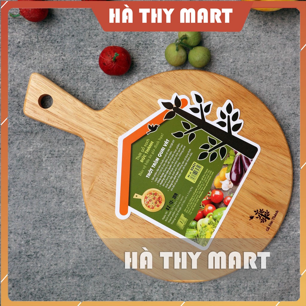 Thớt gỗ tròn quai vát có tay cầm Đức Thành DT03431