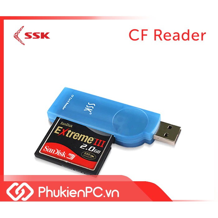 Đầu đọc thẻ nhớ CF- Compact Flash Memory Card chính hãng SSK SCRS028. Đọc thẻ CF máy CNC, máy ảnh