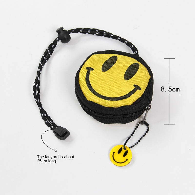 Niche design ins coin purse small mini headphone bag hanging neck tide brand smiley key storage bag pendant