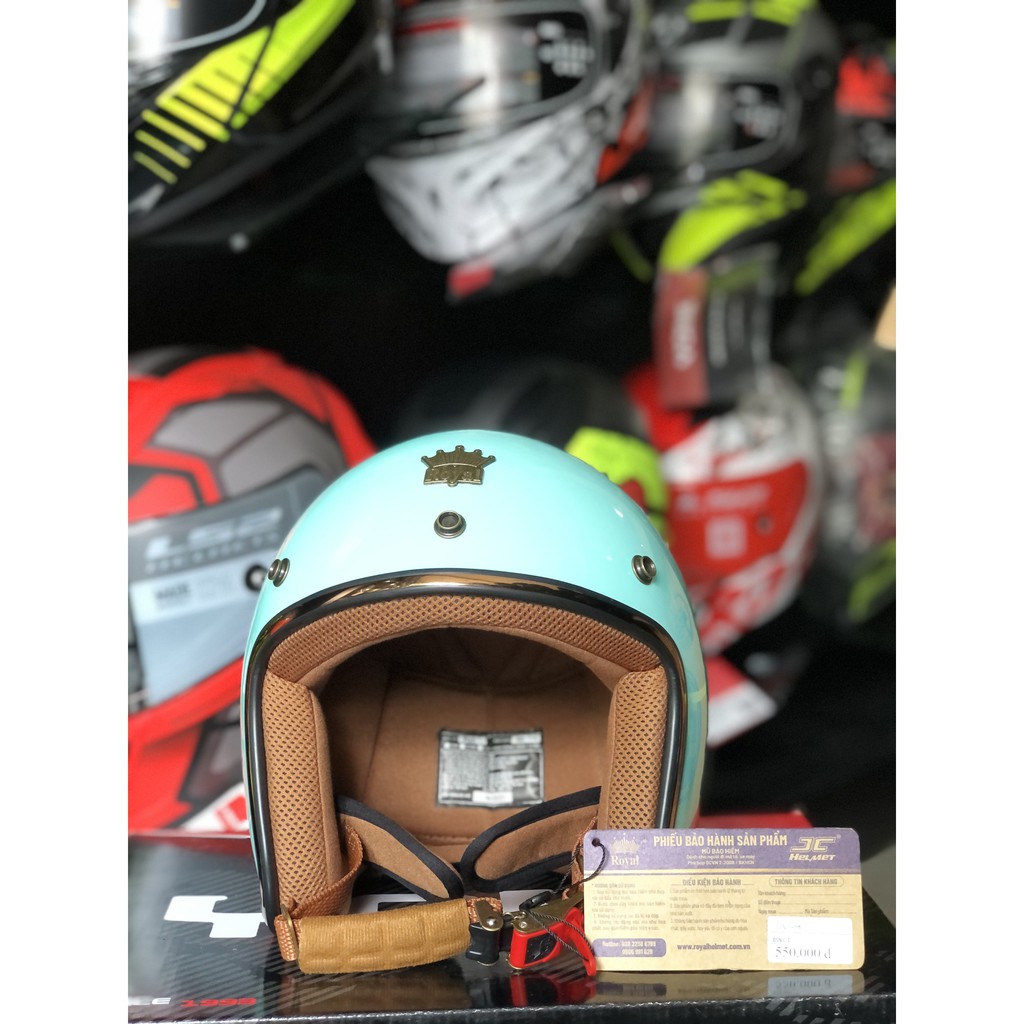 Mũ Bảo Hiểm 3/4 Royal M20c Xanh Mint- Bảo Hành Chính Hãng - Tặng Túi Đeo Vai - Lót Tháo Ráp Vệ Sinh