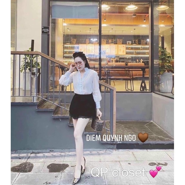 Quần short nhung phối ren cạp cao thời trang Banamo Fashion 694 | BigBuy360 - bigbuy360.vn