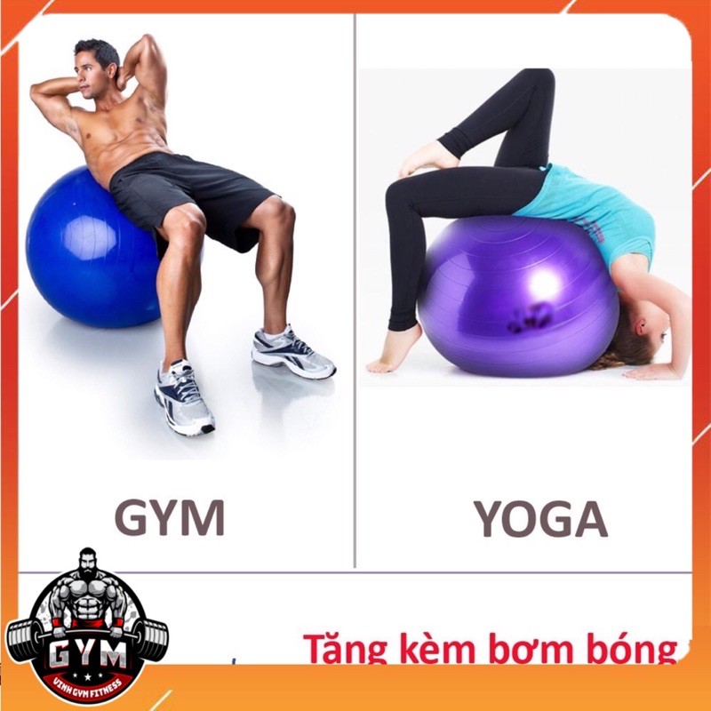 Bóng Tập Yoga Cao Cấp Queen Yoga 65cm Dày 2mm Chống Nổ  Banh Tập GYM - Trị Liệu trơn-Tặng Bơm Bóng Và Phụ Kiện BYG -1212