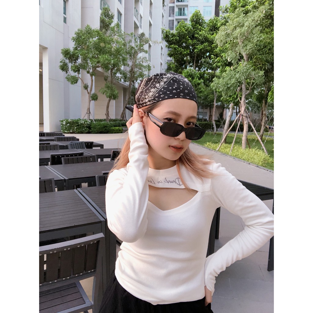 Áo trắng dài tay - Drunk in love white croptop