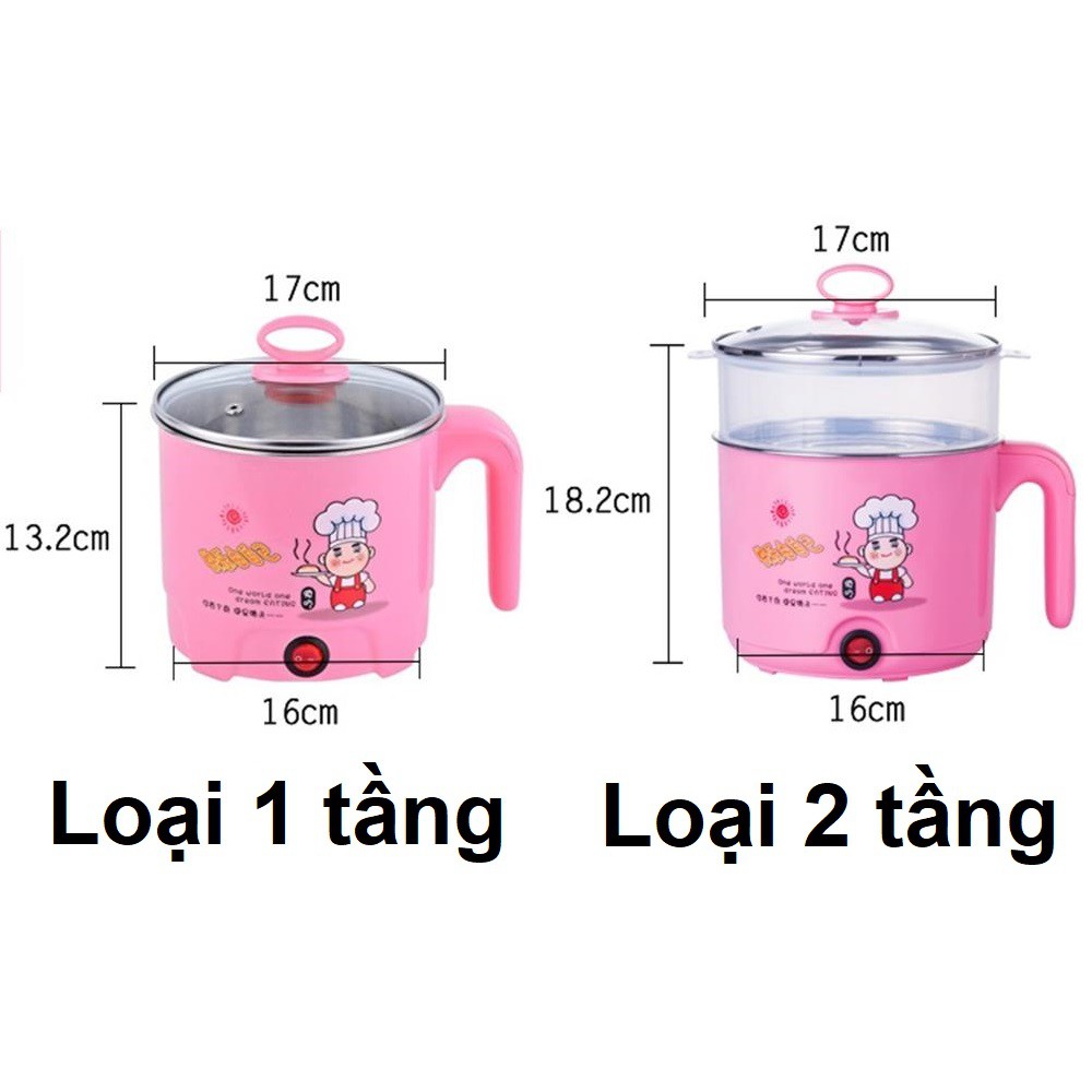 Nồi lẩu điện mini 2 tầng có lồng hấp 18cm mã 15002