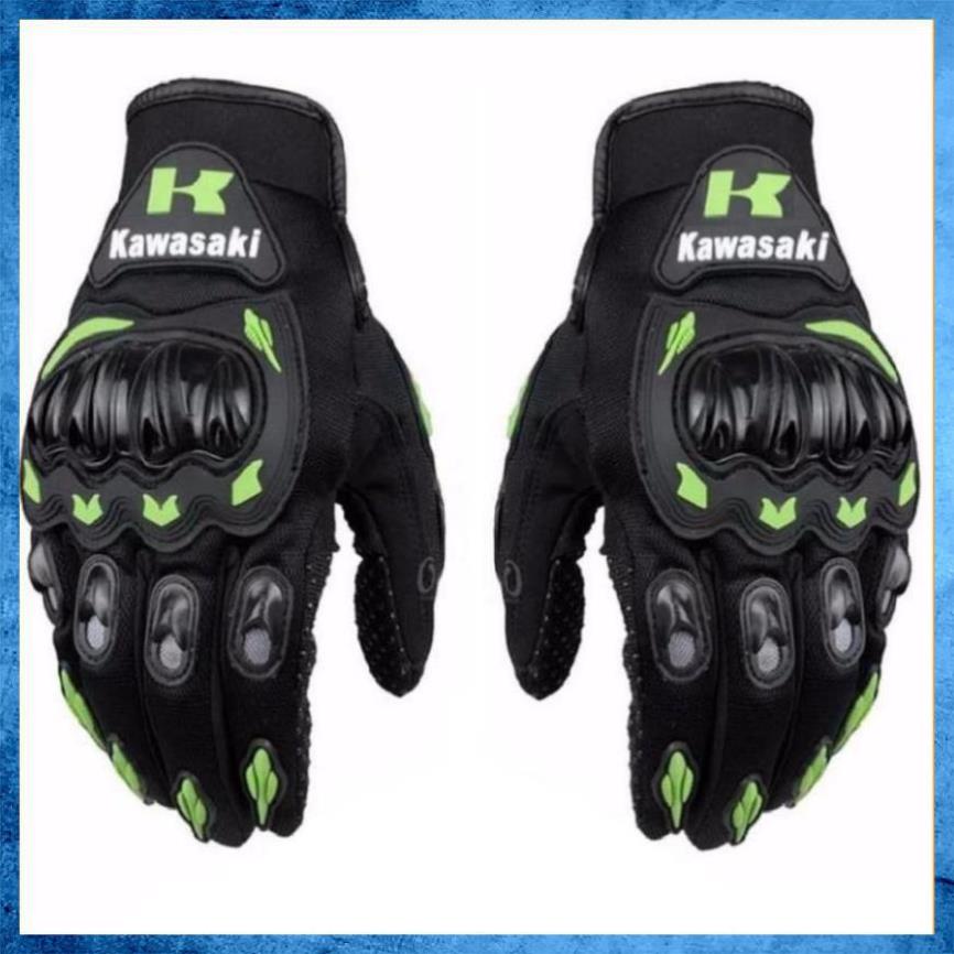 Găng Tay Xe Máy, Bao Tay Đi Phượt Kawasaki - Monter - Probike - Fox Full Ngón Có Gù Bảo Vệ Chuyên Moto