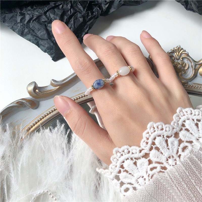 Archy Ring Nhẫn Ngọc Trai Nhân Tạo Kèm Đá Nhựa Cao Cấp