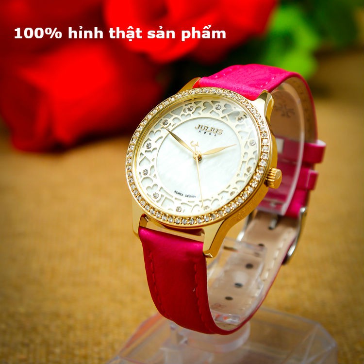 Đồng hồ nữ JULIUS JA852 dây da hồng