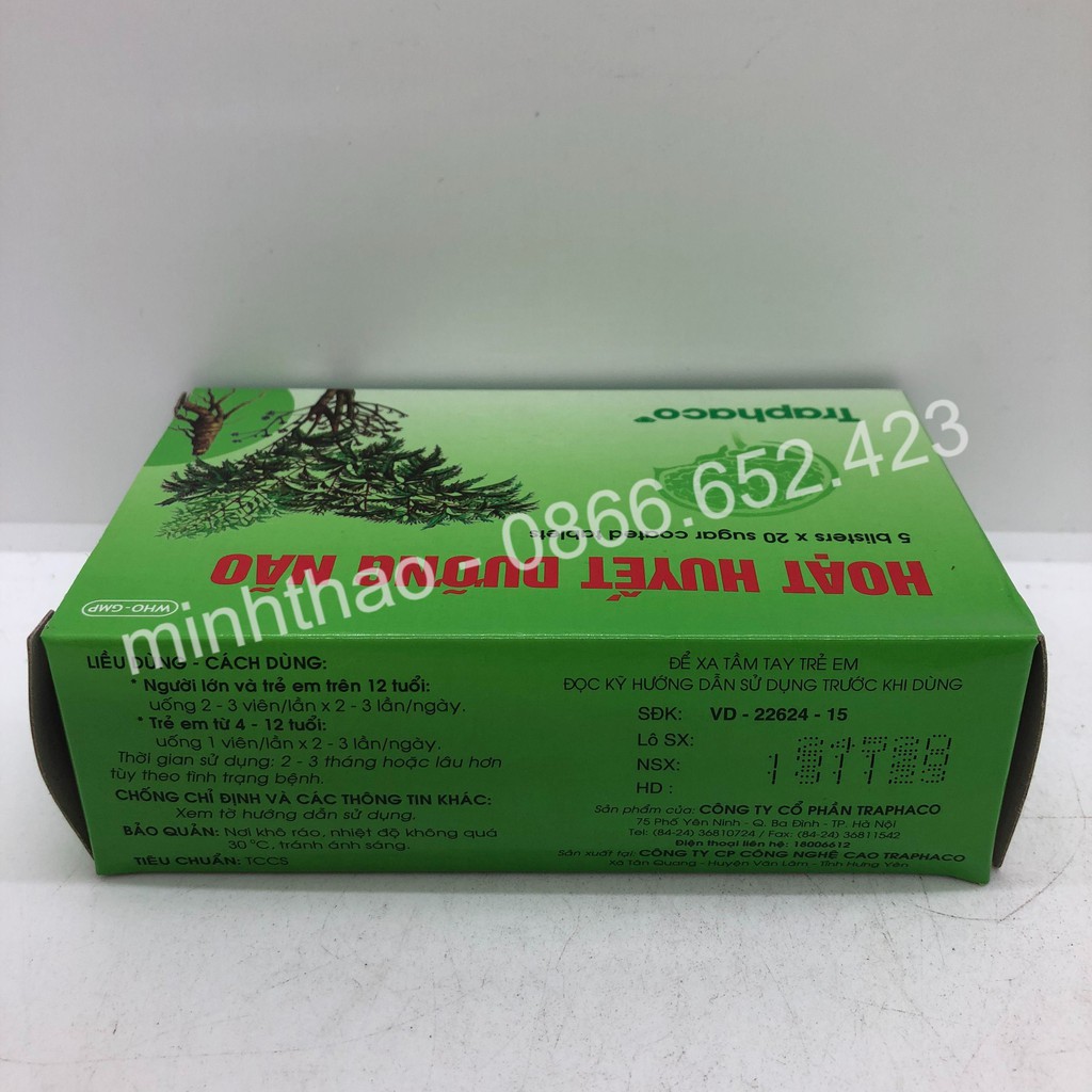 Hoạt Huyết Dưỡng Não Traphaco Hộp 100 viên | Thế Giới Skin Care