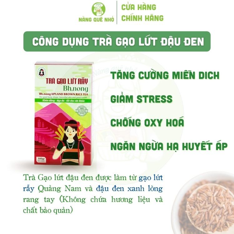 Trà Gạo Lứt Cô gái BHNONG, Trà Gạo Lứt Đậu Đen Rang Tay BH NONG Detox Thanh Lọc Cơ Thể Giảm Cân