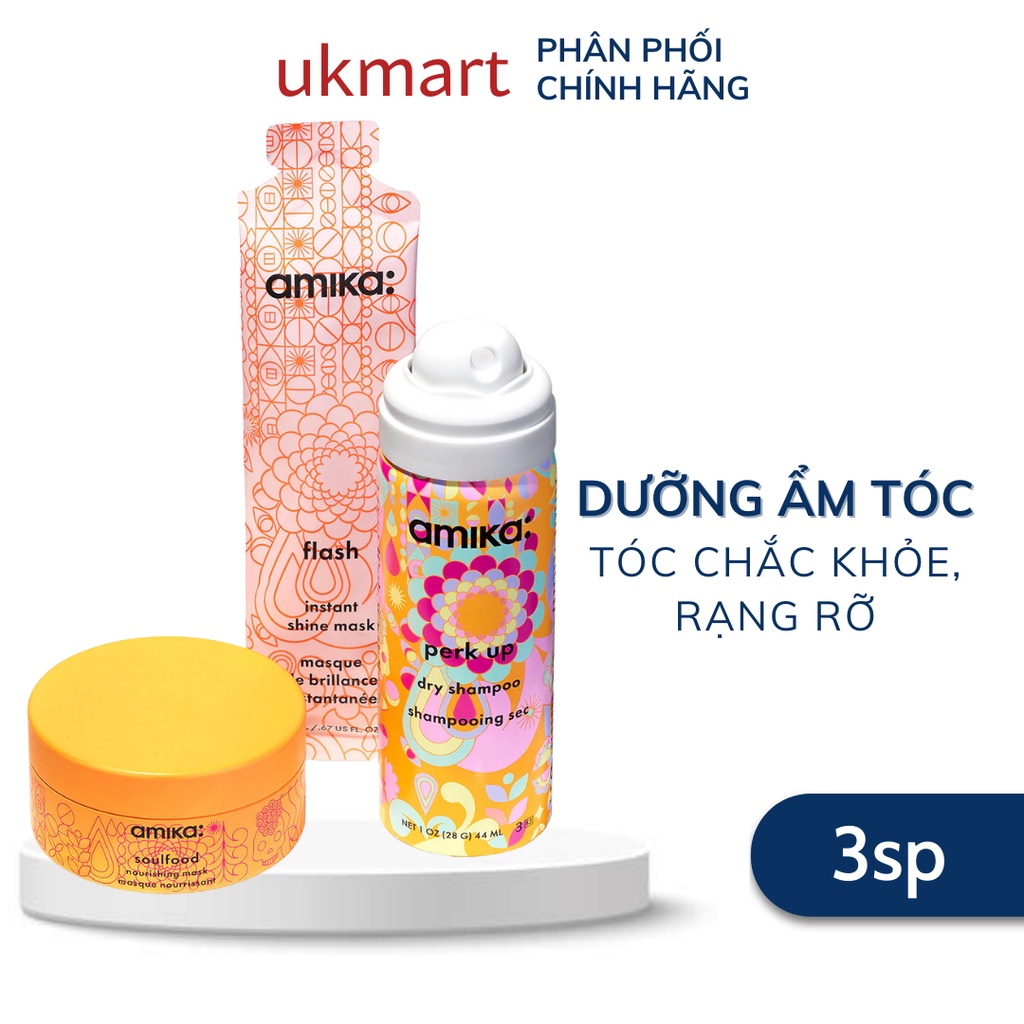 Set Dầu Gội Khô AMIKA Perk Up Dry Shampoo 44ml, Mặt Nạ Dưỡng Tóc, Ủ Phục Hồi Tóc