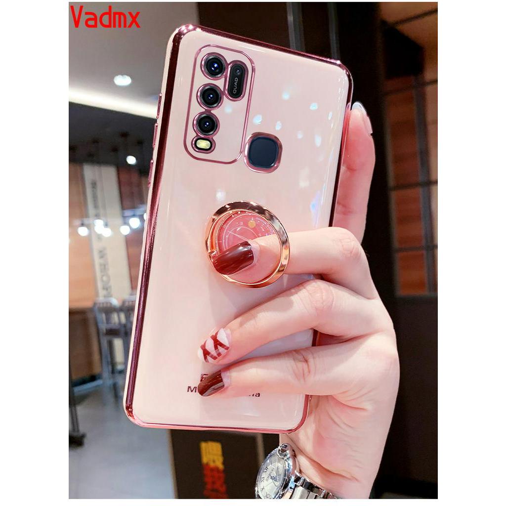 Ốp Điện Thoại Mềm Có Giá Đỡ Dạng Vòng Tròn Xỏ Ngón Cho Vivo Y50 Y30 Y20 Y20i Y20s Y12s V20 SE V20 Pro Y70S IQOO 5 Pro Neo 3 Z1