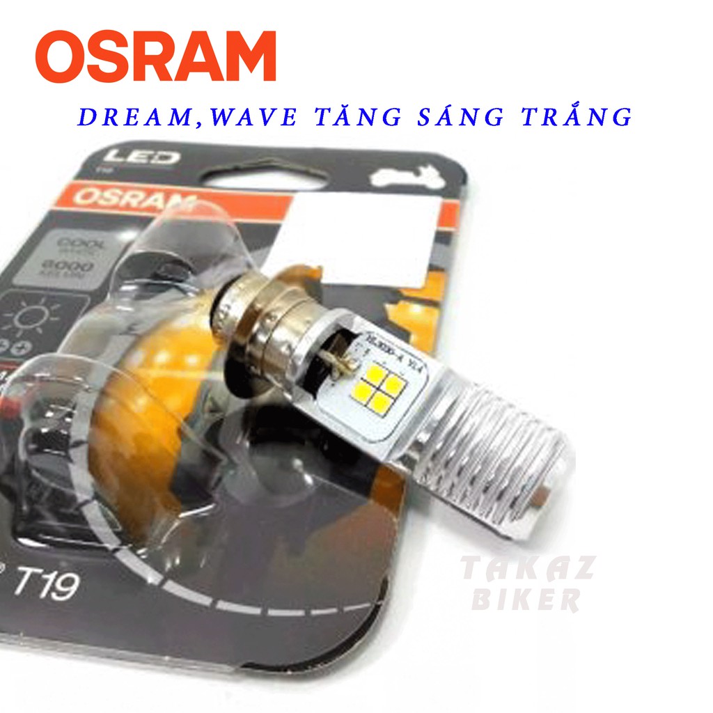 Bóng đèn LED OSRAM T19 Dream, Wave , Airblade xe thái tăng sáng màu vàng