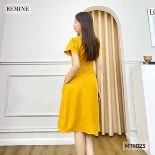 Đầm basic tay búp sen chỉ nổi BEMINE MT4023VANG