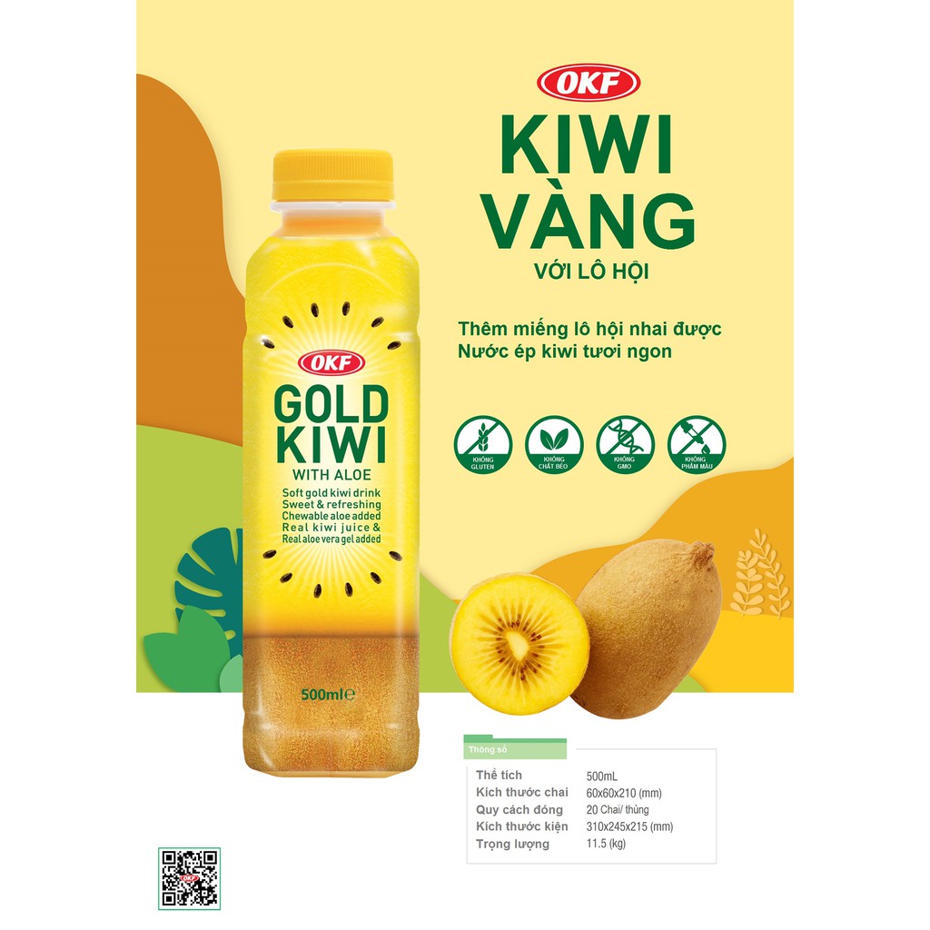 NƯỚC ÉP TRÁI CÂY KÈM THẠCH NHA ĐAM OKF 500ML DATE T8/2022