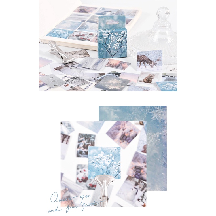 Sticker hộp 46 miếng dán - Khung Cảnh Tuyết Trắng - Hộp nhãn dán trang trí sổ tay bullet journal - M515