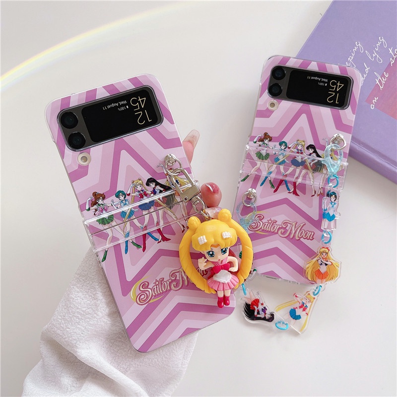 Ốp Điện Thoại Trong Suốt Chống Sốc In Hoạt Hình Dễ Thương Cho Samsung Galaxy Z Flip 4 Z Flip 3 Zflip 3 Kèm Dây Đeo Cho Samsung Z Flip 4 Flip 3