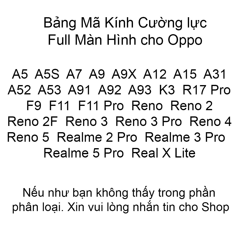 Kính cường lực Oppo full màn hình A94 A93 A92 A91 A73 A72 A53 A52 A31 A15S A12 A9X A7 A5S A3S - Rồng Đỏ Mobile