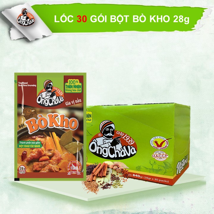 Lốc Bột Bò Kho 28gram Ông Chà Và (30 gói/lốc)