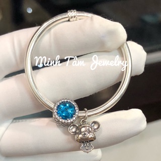 Vòng tay bạc ta co giáp chuột mix đá mệnh cho bé, có bán lẻ charm