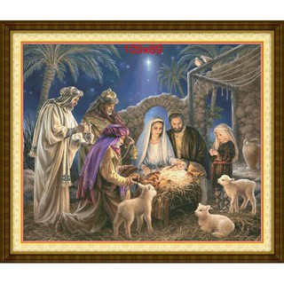 Tranh Thêu Chữ Thập (THÊU TOÀN BỘ) Mừng Chúa Giáng Sinh PC251A (tranh tự thêu) KT:109x89cm