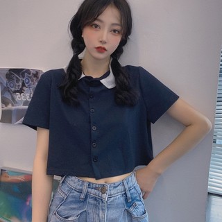 Áo croptop nữ,  áo kiểu nữ tay ngắn cổ bẻ POLO chất đẹp 2022