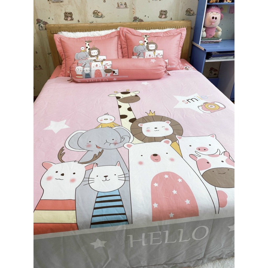 Chăn ga gối cotton 100% họa tiết in 5D sắc nét, chọn bộ ful 5 món , đủ siz 1m6 x 2m , 1m8 x 2m , 2m x 2m2