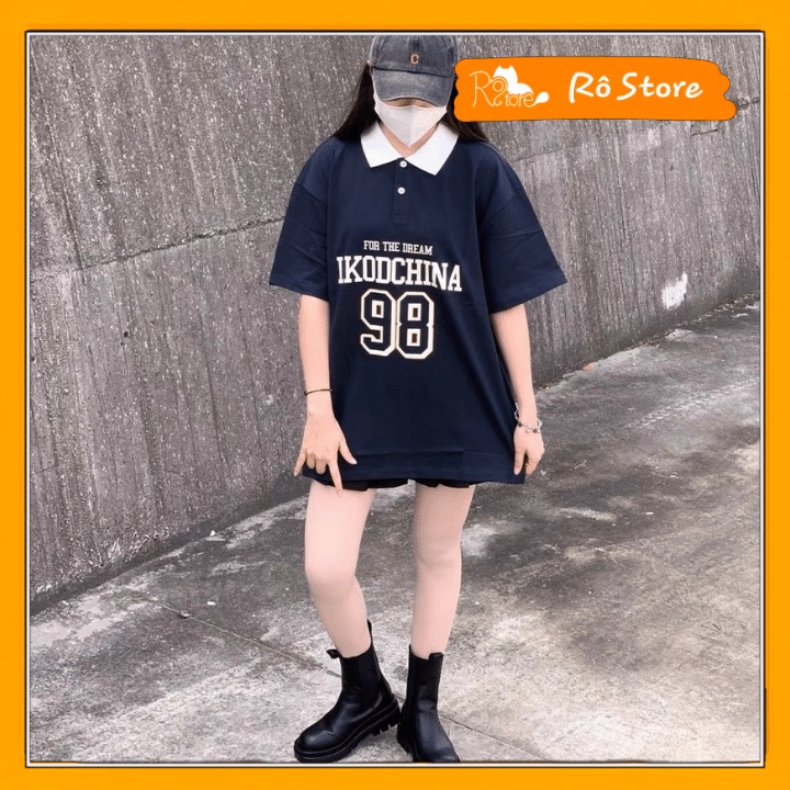 Áo polo nam nữ form rộng unisex nam nữ mặc được in số 98, chất bo tăm dầy dặn Rô Store AT75