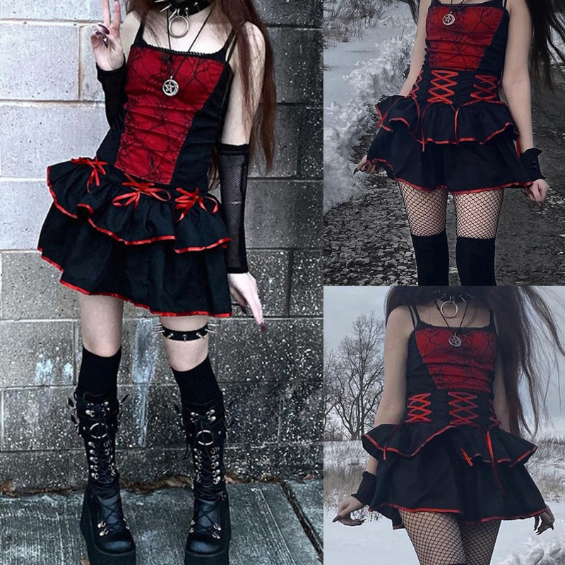 Chân Váy Chữ A Xếp Ly Lưng Cao Màu Sắc Tương Phản Phong Cách Harajuku Dành Cho Nữ