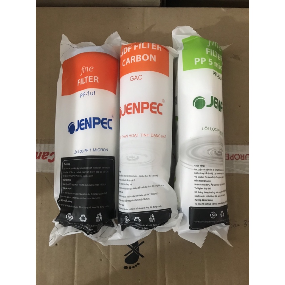 COMBO 3 lõi lọc nước JENPEC 123 CHÍNH HÃNG , Dùng để thay chế cho máy RO ,Loại bỏ bùn đất, gỉ sét, tạp chất lơ lửng