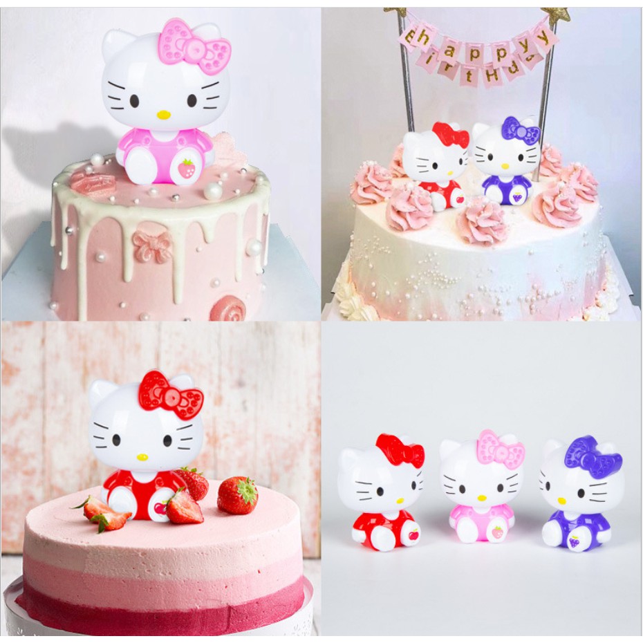 Mèo hello kitty trang trí bánh sinh nhật, phụ kiện trang trí bánh