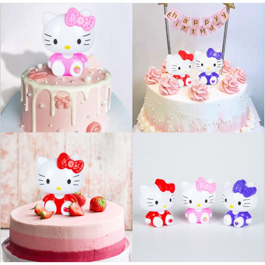 Mèo hello kitty trang trí bánh kem, phụ kiện trang trí bánh