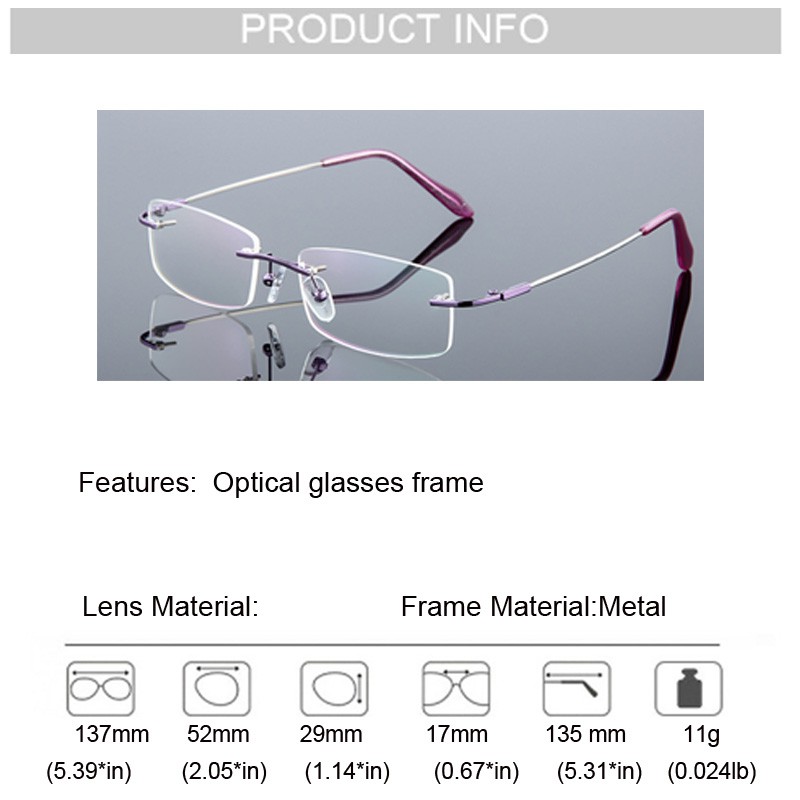 Mắt Kính Không Gọng Bằng Titan Linh Hoạt Siêu Nhẹ