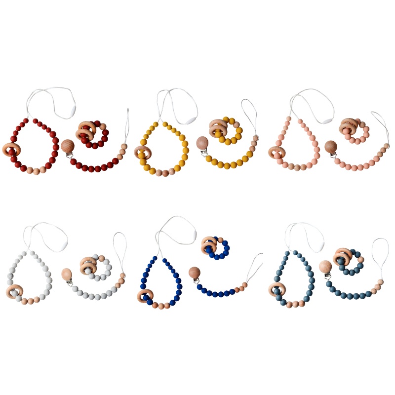 Set 3 Dây Đeo Cổ / Vòng Đeo Tay / Núm Vú Giả Bằng Silicon Không BPA DIY Giá Đỡ