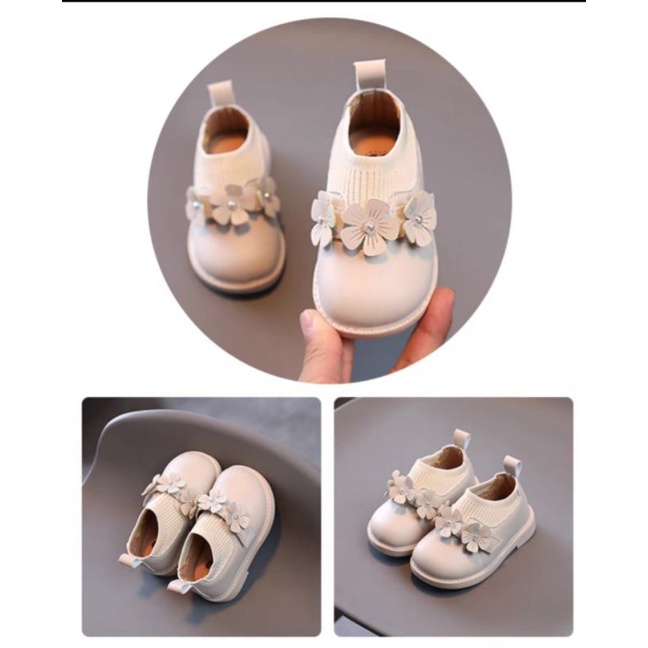 Giày búp bê cổ chun nơ hoa xinh xắn cho bé gái từ 0 đến 2 tuổi