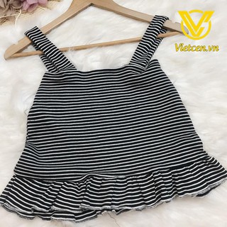 Áo croptop kẻ 2 dây bèo < Siêu Hot 2019 >
