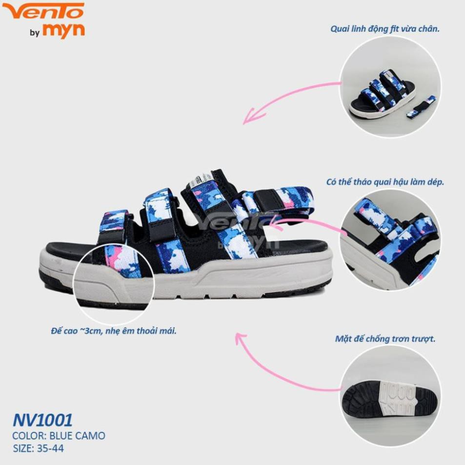 Giày Sandal Vento 3 Quai Ngang SD1001 Blue Camo Thế Hệ Gen Z [Đế IP cao 3cm] -h91