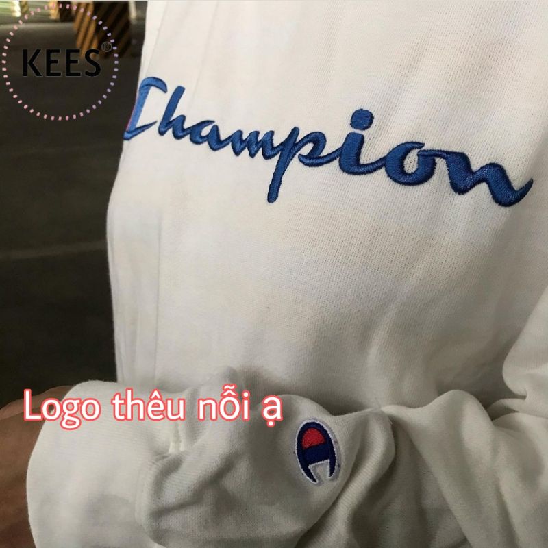 Áo Hoodie Champion Thêu Full Logo Vải Nỉ Bông Cotton - Hàng Cao Cấp