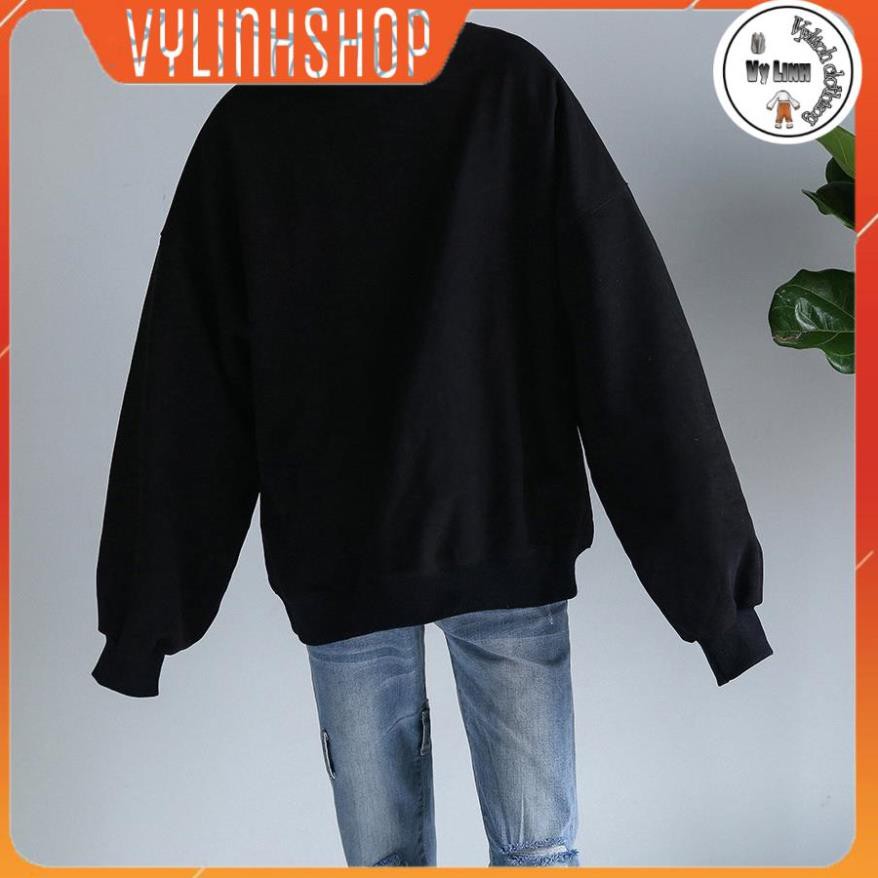 Áo sweter VYLINHSHOP áo nỉ trơn dài tay cổ tròn nam nữ unisex basic bo gấu dày ấm nhiều màu size XS-XL