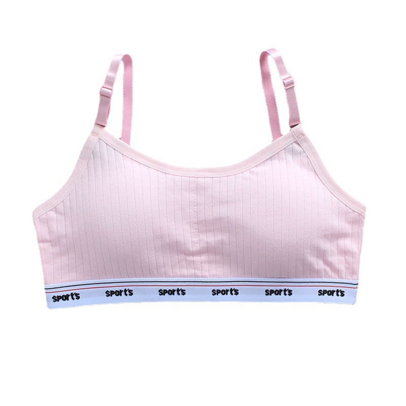 Áo Lót Thể Thao Hai Dây Có Đệm Ngực Màu Trơn In Chữ Dành Cho Bé Gái