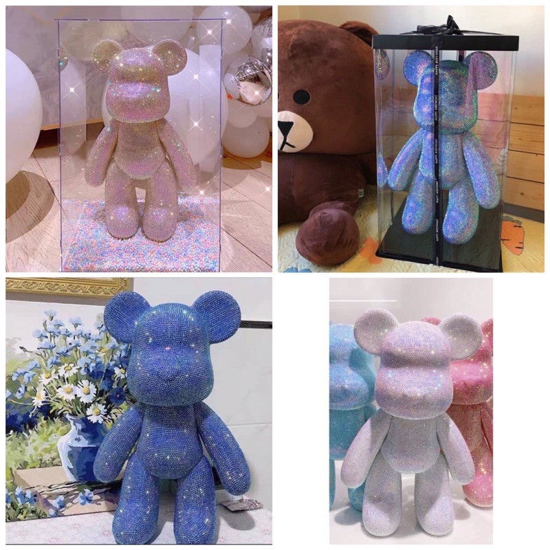 Gấu bearbrick tự gắn đá cute kèm dụng cụ