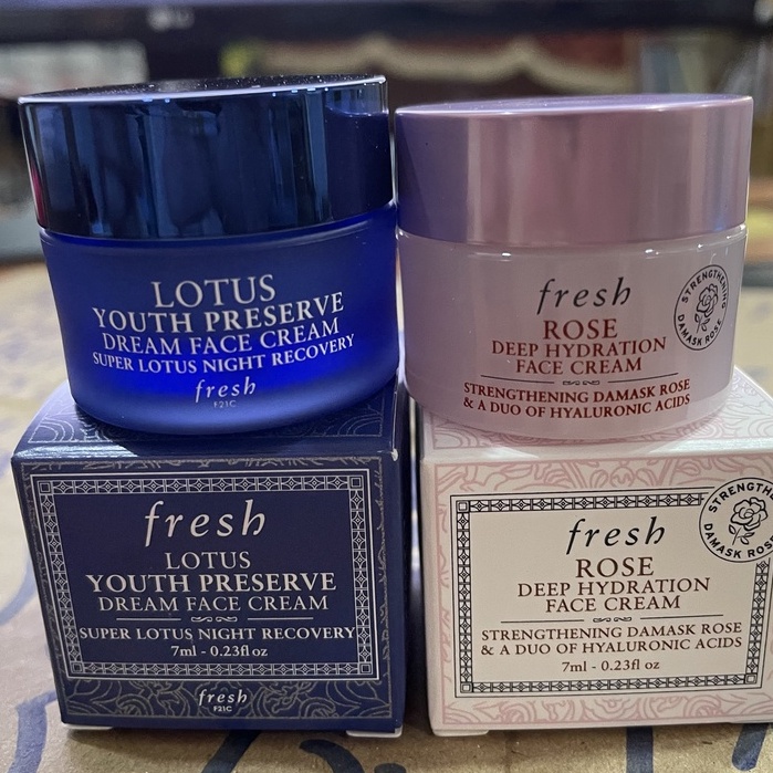 Set fresh lotus FRESH 🌿 Kem dưỡng hoa sen trẻ hoá da ban đêm Lotus Youth Preserve Dream 7ml