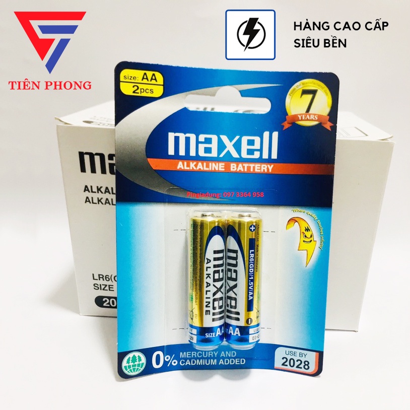 Pin tiểu AA (xanh) Alkaline Maxell vỉ 2 viên - Giá tốt nhất thị trường