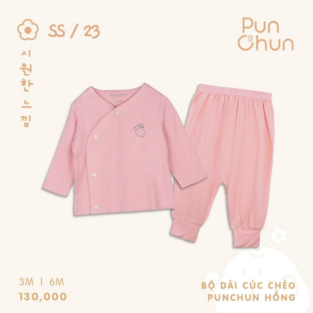 Punchun bộ dài tay cúc chéo dành cho bé sơ sinh từ sơ sinh đến 6 tháng SS2023D03
