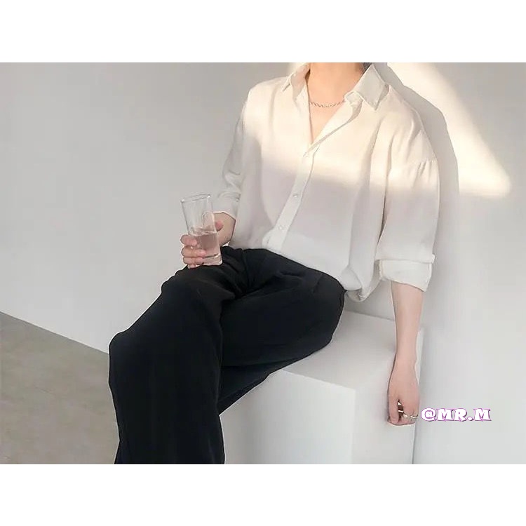 Áo Sơ Mi Lụa Tay Dài Màu Trơn Phong Cách Retro Hàn Quốc Dành Cho Nam | BigBuy360 - bigbuy360.vn
